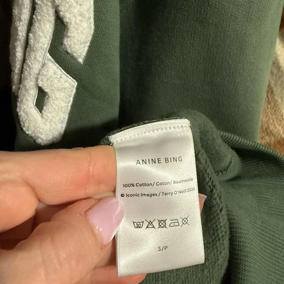 ANINE BING Tyler Sweatshirt in Artichoke Small NWT - Picture 6 of 7